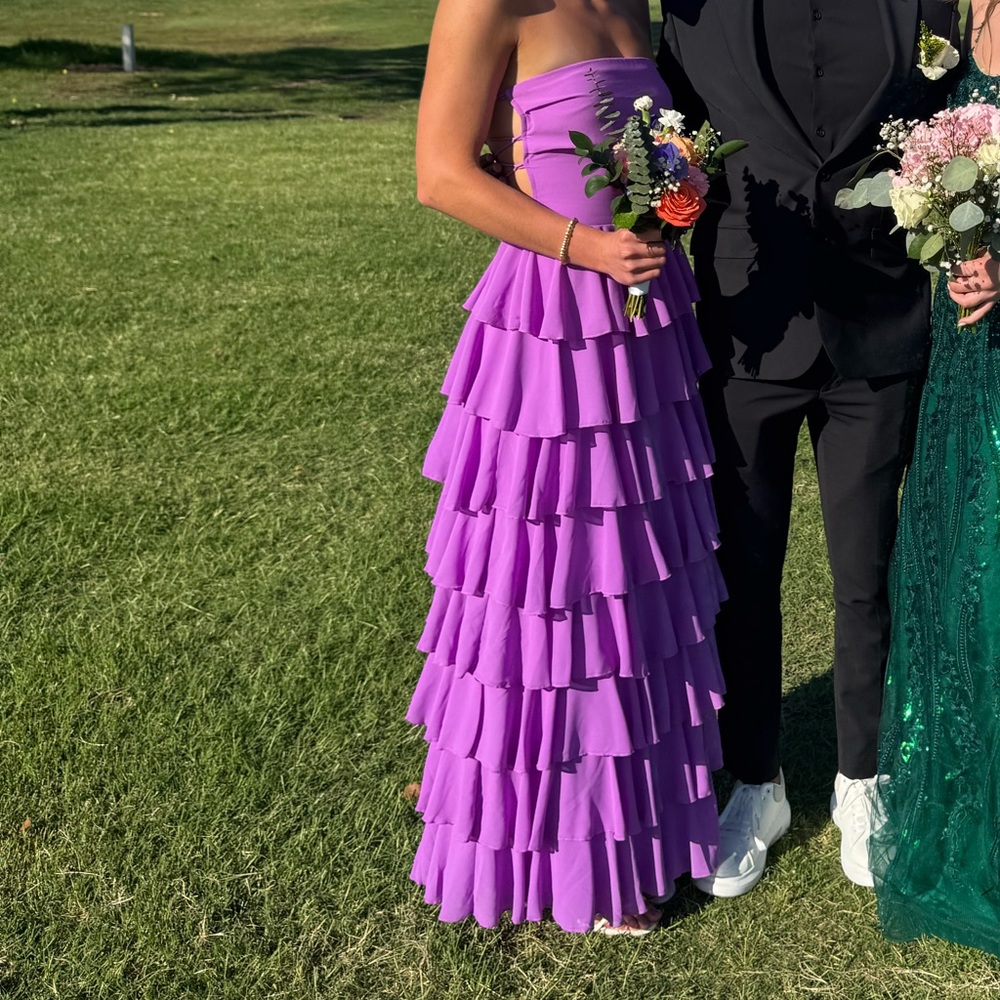 Beginning boutique purple strapless dress
